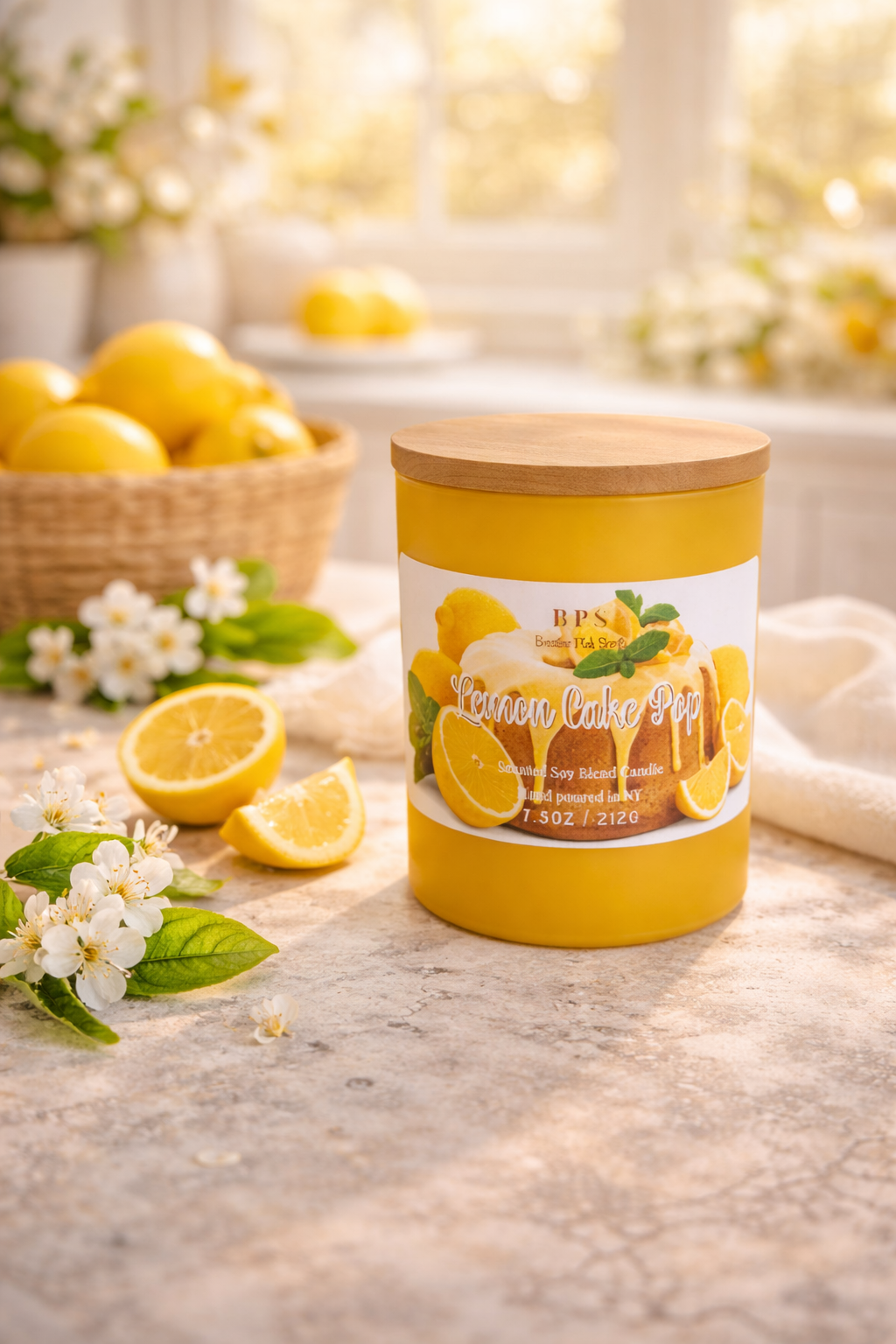 Lemon Cake Pop Scented Candle | Soy Blend Candle | Breathe Pink Scents