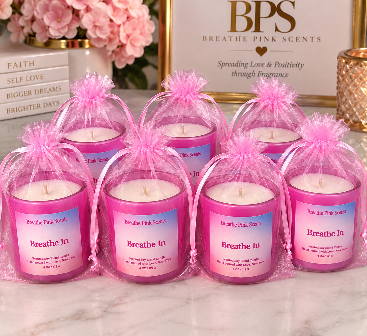 Breathe In – Breast Cancer Awareness Fundraiser Candle | Scented Soy Blend