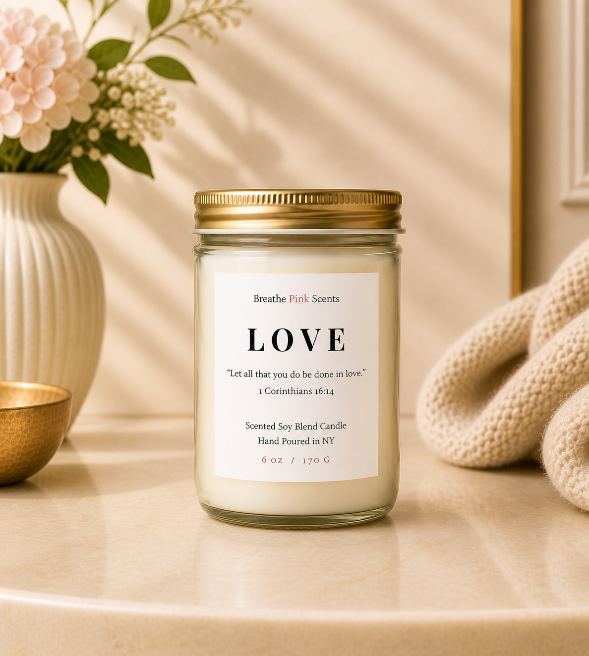The Serenity Collection | Faith Inspired Candle Set | Breathe Pink Scents