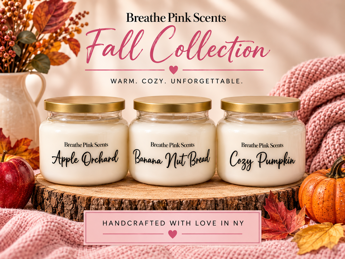 Banana Nut Bread Candle | Breathe Pink Scents Fall Collection