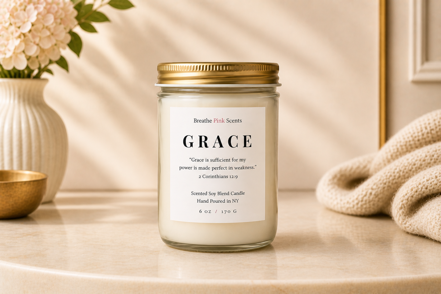 The Serenity Collection | Faith Inspired Candle Set | Breathe Pink Scents