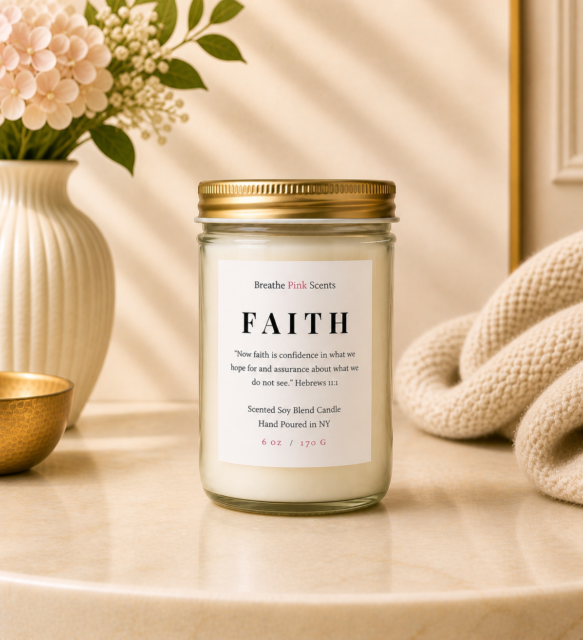 The Serenity Collection | Faith Inspired Candle Set | Breathe Pink Scents
