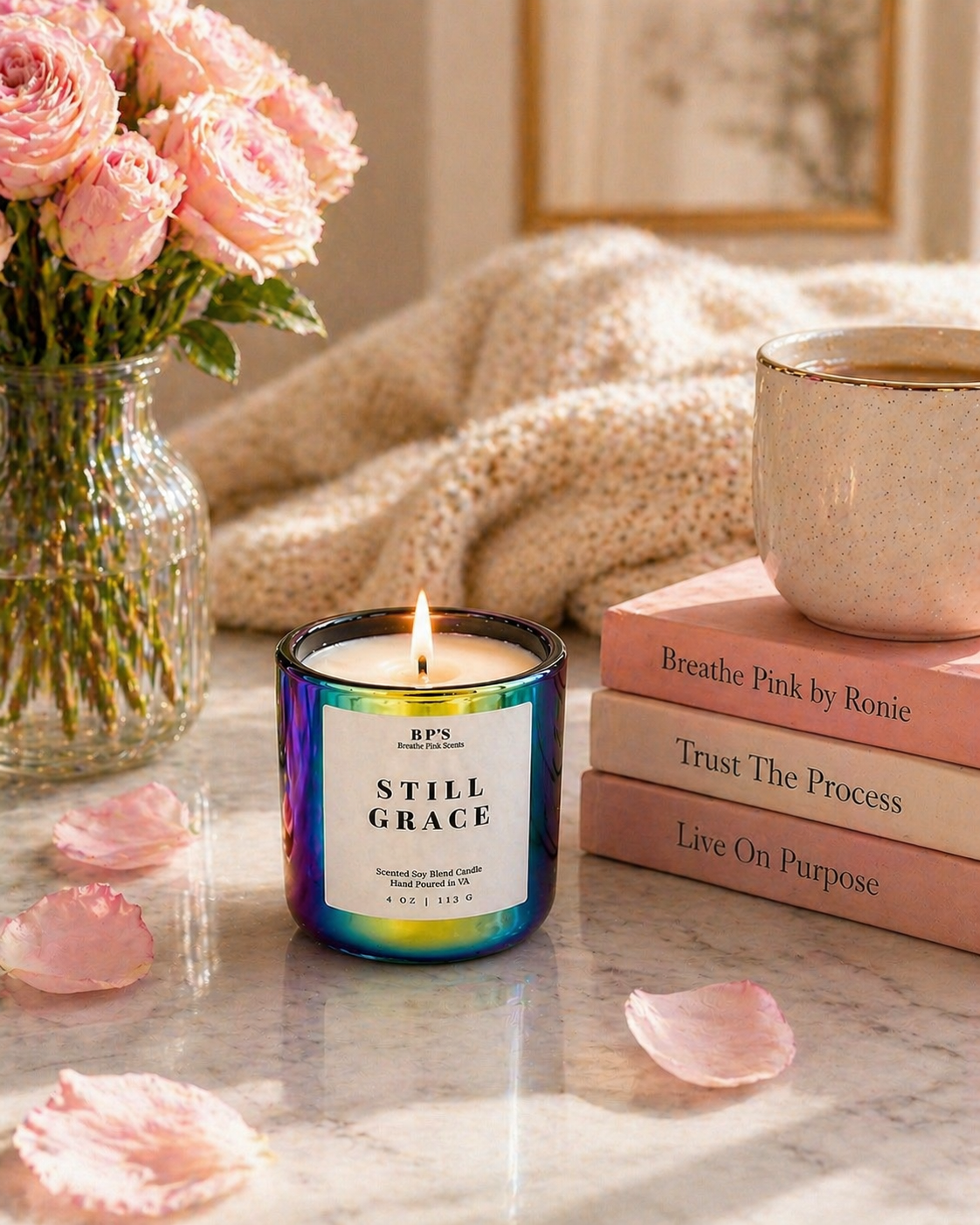 Still Grace Candle | Serene Retreat Collection | Breathe Pink Scents