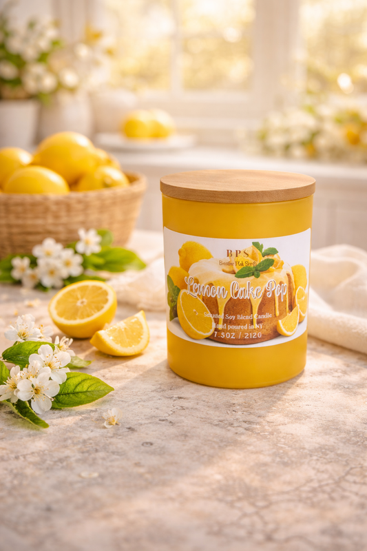 Lemon Cake Pop Scented Candle | Soy Blend Candle | Breathe Pink Scents