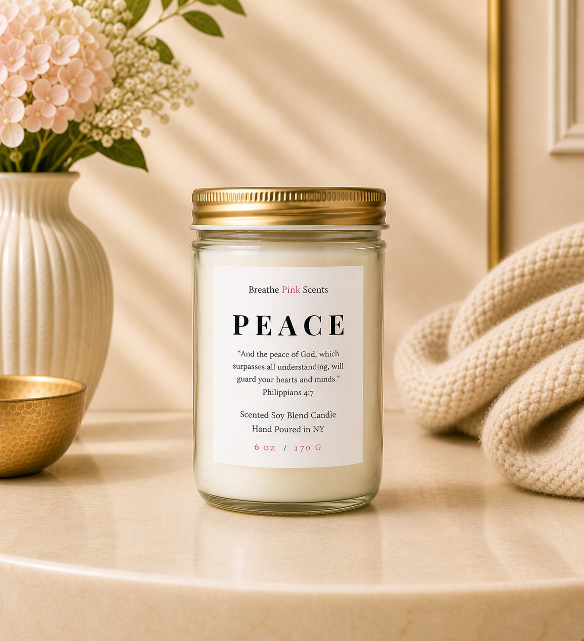 The Serenity Collection | Faith Inspired Candle Set | Breathe Pink Scents