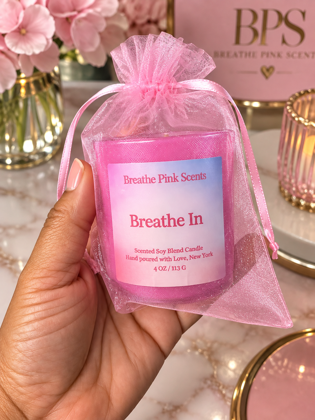Breathe In – Breast Cancer Awareness Fundraiser Candle | Scented Soy Blend