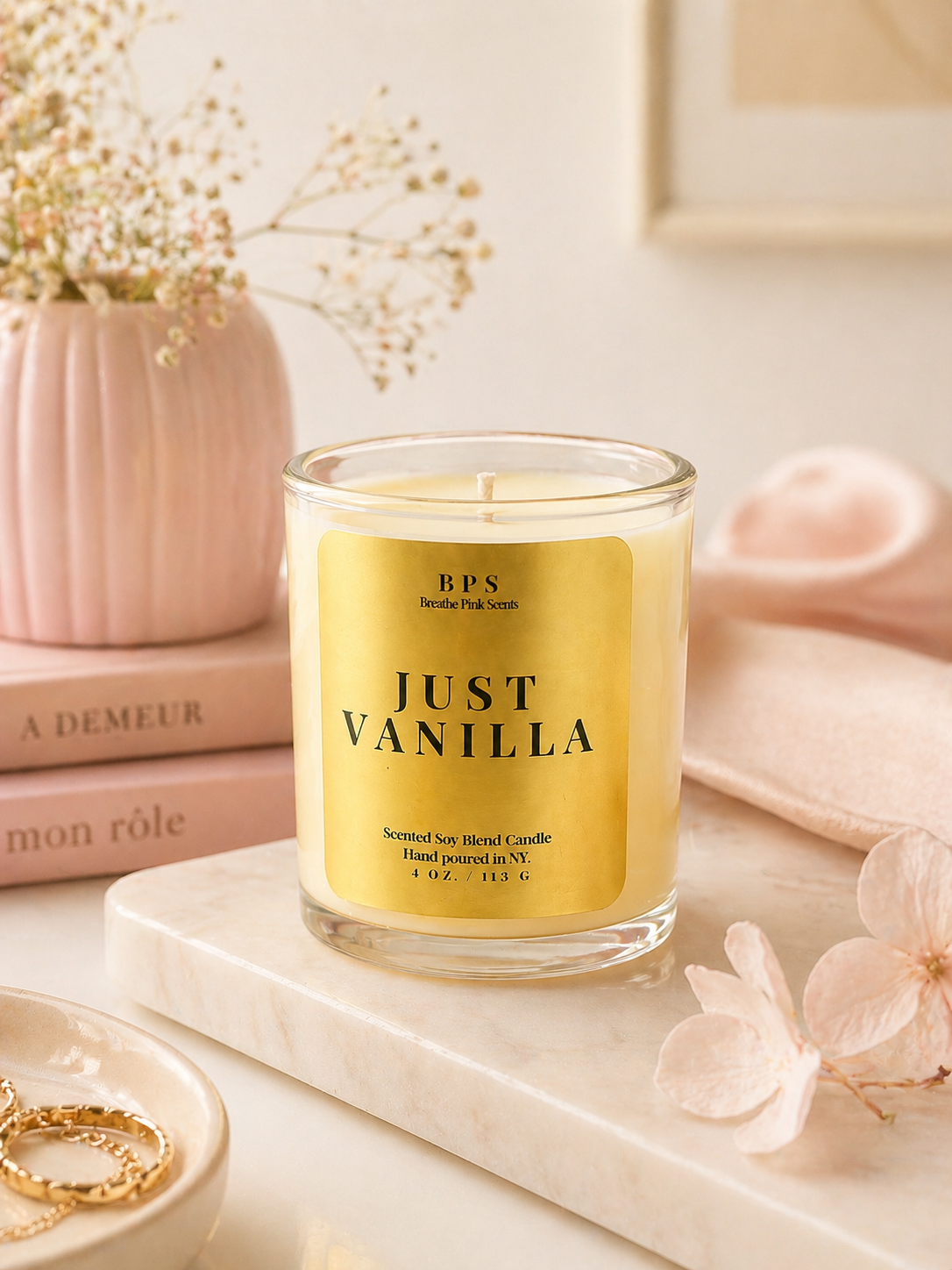 Just Vanilla Candle | Signature Collection | Breathe Pink Scents