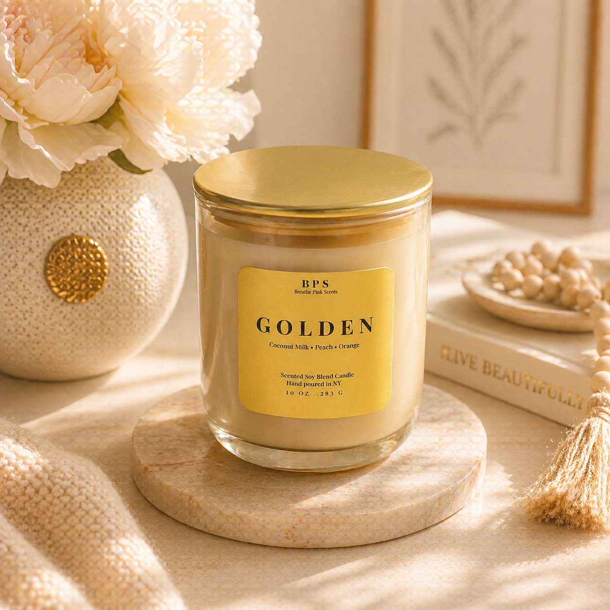 Golden Candle | Signature Collection | Breathe Pink Scents
