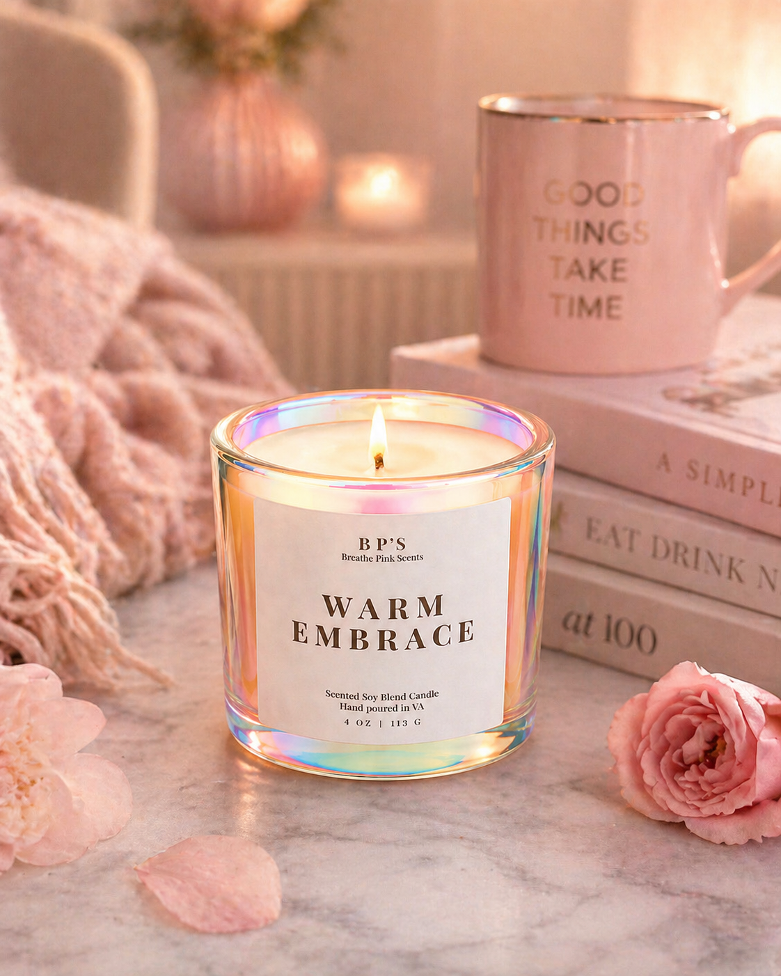 Warm Embrace Candle | Serene Retreat Collection | Breathe Pink Scents